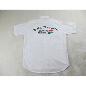 Benetton Formula 1 Shirt Mens Large‎ White Button Up World Champion Racing*